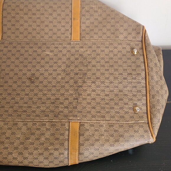 Vintage Gucci Micro GG Duffle Travel Bag Brown - Picture 9 of 12